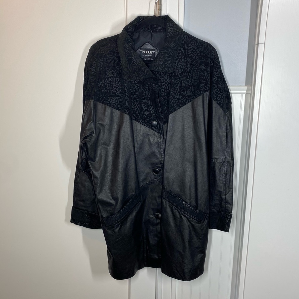 Vintage Pelle Genuine Leather Embossed‎ Jacket oversized size large western vtg